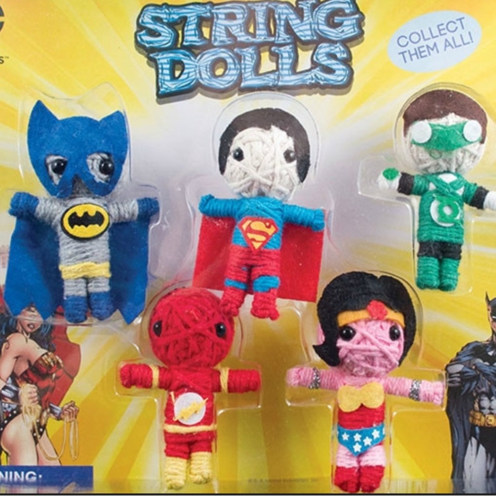 DC Justice League Voodoo String Doll Batman Superman Vending Set NOS 2013 New